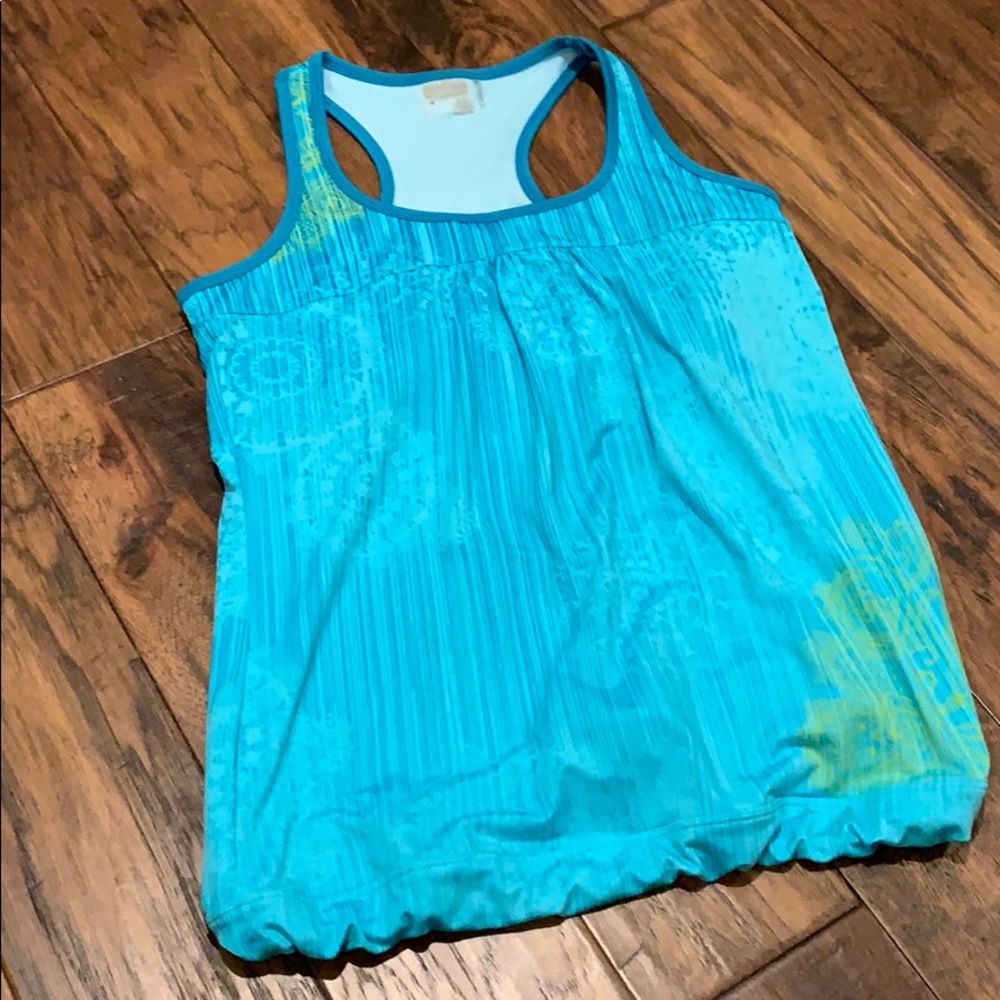 Athleta blue green tank sz M with gathered bottom